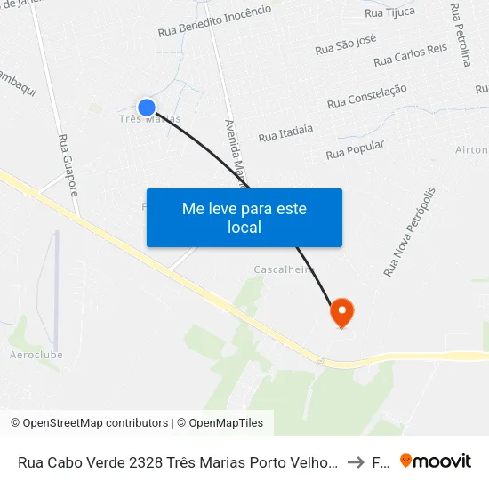 Rua Cabo Verde 2328 Três Marias Porto Velho - Ro 78918-660 Brasil to Faro map