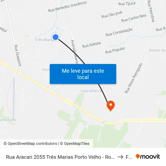 Rua Aracari 2055 Três Marias Porto Velho - Ro 76812-480 Brasil to Faro map