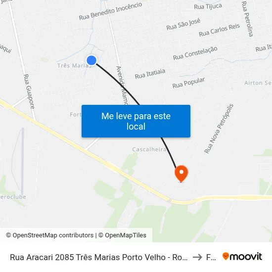 Rua Aracari 2085 Três Marias Porto Velho - Ro 76812-480 Brasil to Faro map