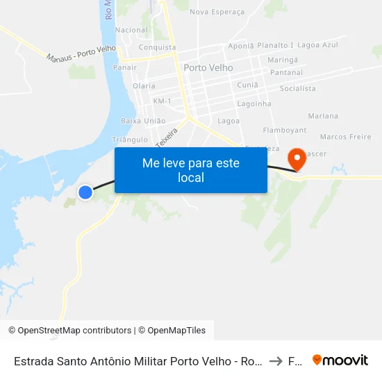 Estrada Santo Antônio Militar Porto Velho - Rondônia Brasil to Faro map