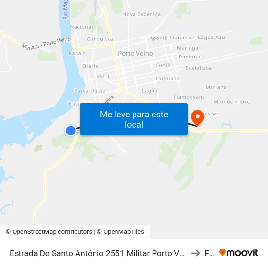 Estrada De Santo Antônio 2551 Militar Porto Velho - Ro 78916-610 Brasil to Faro map