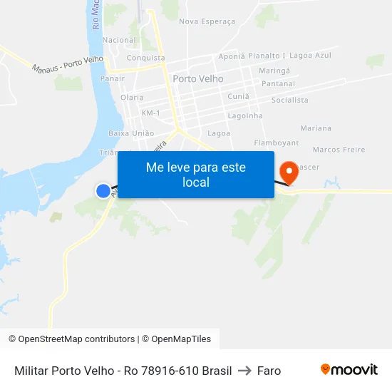 Militar Porto Velho - Ro 78916-610 Brasil to Faro map