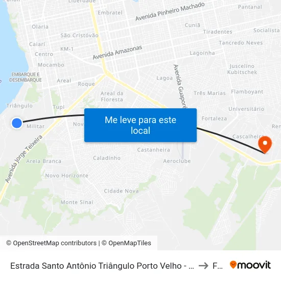 Estrada Santo Antônio Triângulo Porto Velho - Rondônia Brasil to Faro map