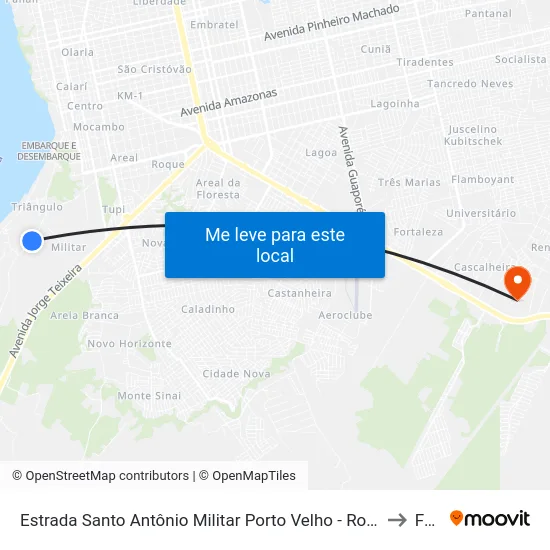 Estrada Santo Antônio Militar Porto Velho - Rondônia Brasil to Faro map