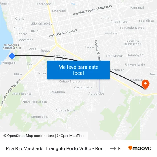 Rua Rio Machado Triângulo Porto Velho - Rondônia Brasil to Faro map