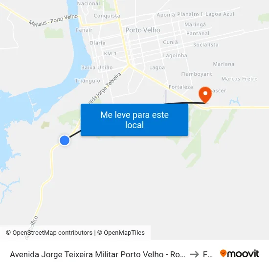Avenida Jorge Teixeira Militar Porto Velho - Rondônia Brasil to Faro map