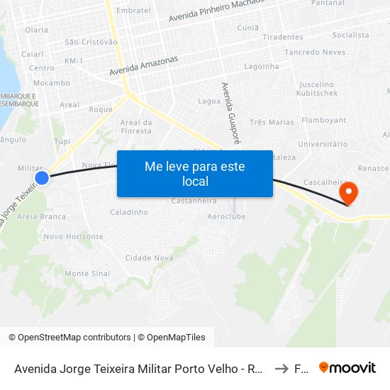 Avenida Jorge Teixeira Militar Porto Velho - Rondônia Brasil to Faro map