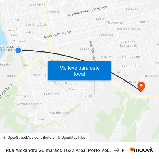 Rua Alexandre Guimarães 1622 Areal Porto Velho - Rondônia 76804-295 Brasil to Faro map