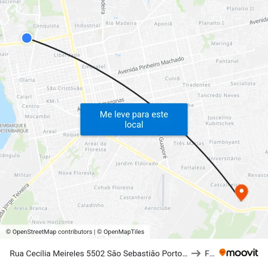 Rua Cecília Meireles 5502 São Sebastião Porto Velho - Ro 76801-616 Brasil to Faro map