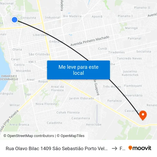 Rua Olavo Bilac 1409 São Sebastião Porto Velho - Ro 76801-634 Brasil to Faro map