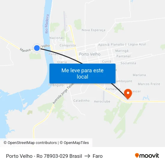 Porto Velho - Ro 78903-029 Brasil to Faro map