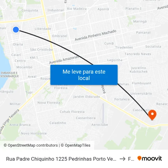 Rua Padre Chiquinho 1225 Pedrinhas Porto Velho - Ro 78903-100 Brasil to Faro map