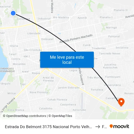 Estrada Do Belmont 3175 Nacional Porto Velho - Ro 78903-400 Brasil to Faro map