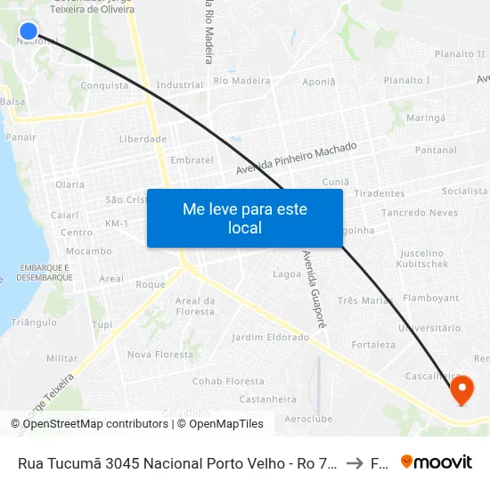 Rua Tucumã 3045 Nacional Porto Velho - Ro 76802-150 Brasil to Faro map