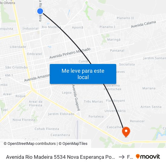 Avenida Rio Madeira 5534 Nova Esperança Porto Velho - Ro 78905-450 Brasil to Faro map