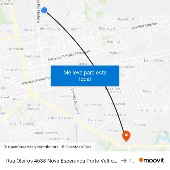 Rua Oleiros 4638 Nova Esperança Porto Velho - Ro 76822-120 Brasil to Faro map