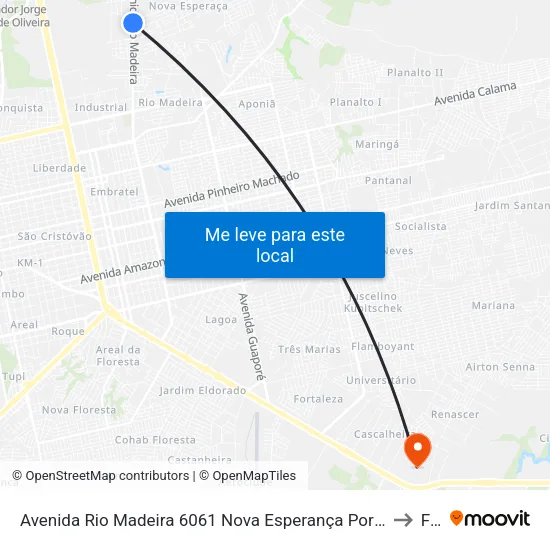 Avenida Rio Madeira 6061 Nova Esperança Porto Velho - Ro 78905-450 Brasil to Faro map