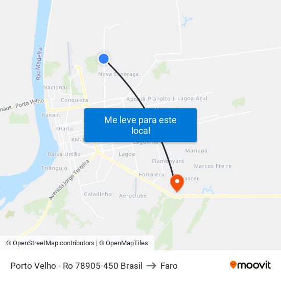 Porto Velho - Ro 78905-450 Brasil to Faro map