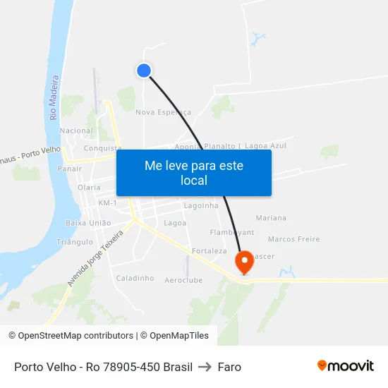 Porto Velho - Ro 78905-450 Brasil to Faro map
