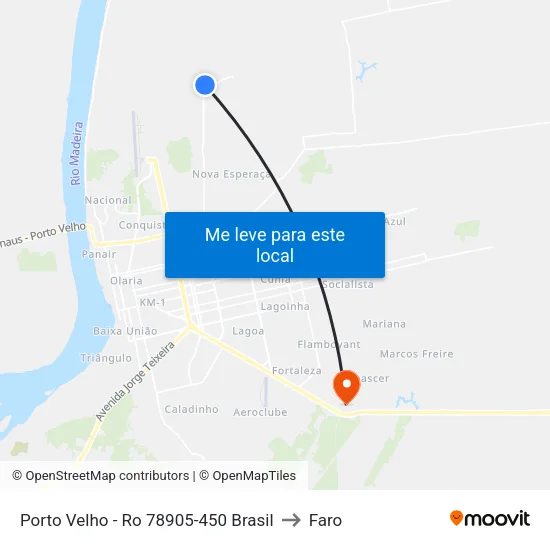 Porto Velho - Ro 78905-450 Brasil to Faro map