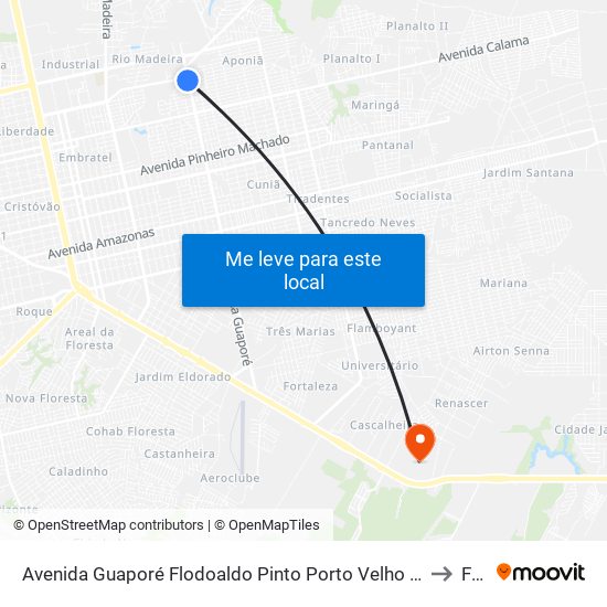 Avenida Guaporé Flodoaldo Pinto Porto Velho - Ro 78908-711 Brasil to Faro map