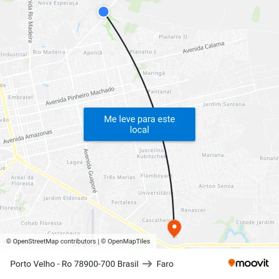 Porto Velho - Ro 78900-700 Brasil to Faro map