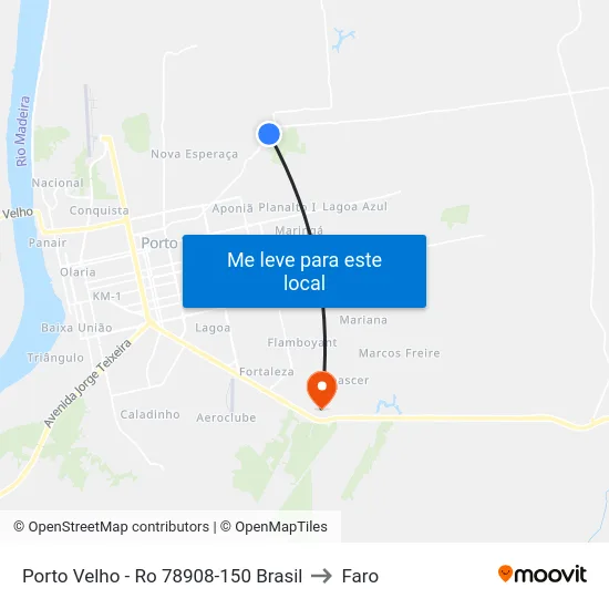 Porto Velho - Ro 78908-150 Brasil to Faro map