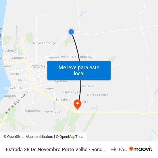 Estrada 28 De Novembro Porto Velho - Rondônia Brasil to Faro map