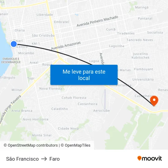 São Francisco to Faro map
