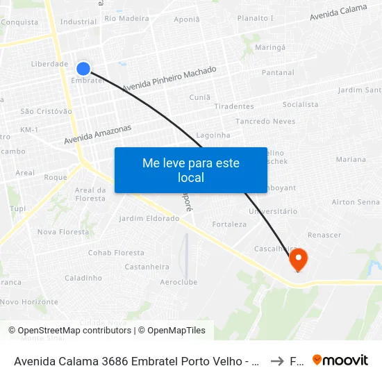 Avenida Calama 3686 Embratel Porto Velho - Ro 78905-230 Brasil to Faro map