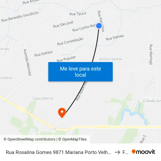 Rua Rosalina Gomes 9871 Mariana Porto Velho - Ro 76813-522 Brasil to Faro map