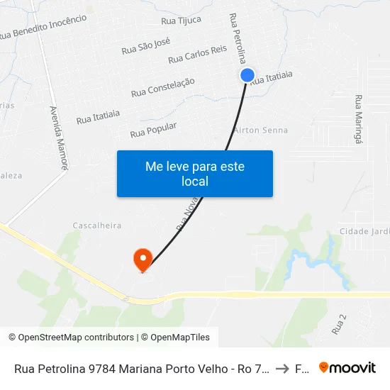 Rua Petrolina 9784 Mariana Porto Velho - Ro 78920-370 Brasil to Faro map