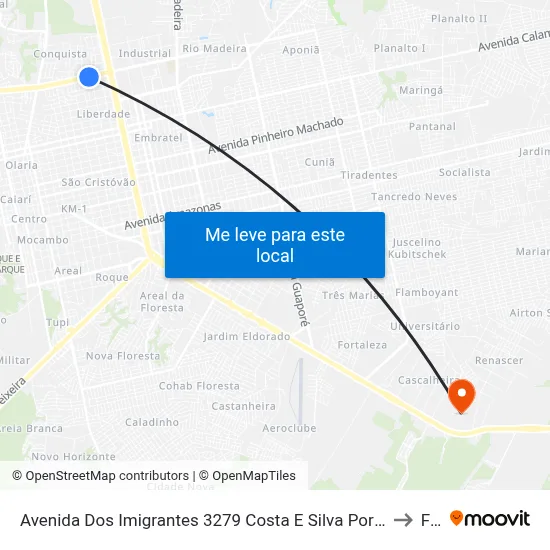 Avenida Dos Imigrantes 3279 Costa E Silva Porto Velho - Ro 78903-780 Brasil to Faro map