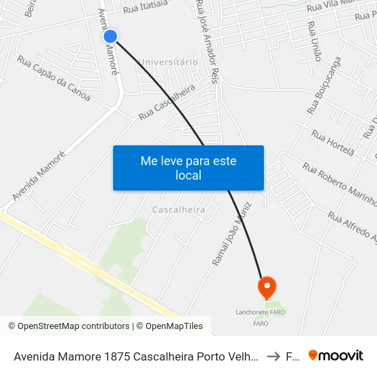 Avenida Mamore 1875 Cascalheira Porto Velho - Rondônia Brasil to Faro map