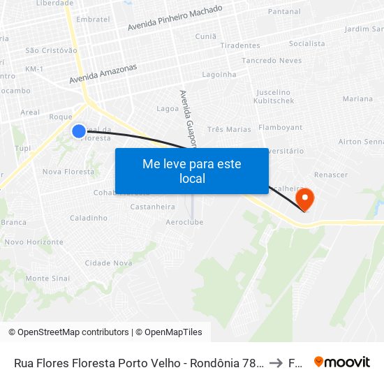 Rua Flores Floresta Porto Velho - Rondônia 78912 Brasil to Faro map