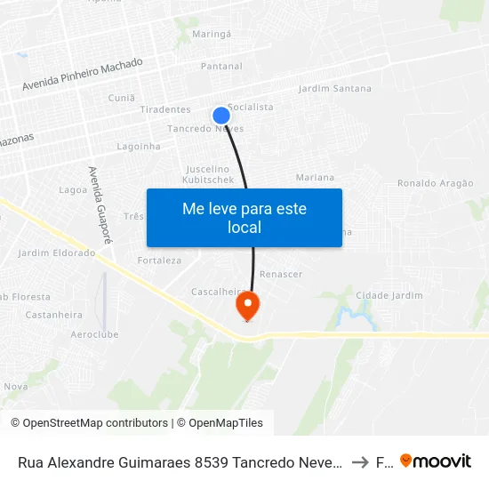 Rua Alexandre Guimaraes 8539 Tancredo Neves Porto Velho - Rondônia 76825 Brasil to Faro map