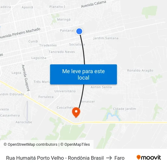 Rua Humaitá Porto Velho - Rondônia Brasil to Faro map