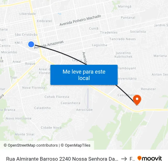 Rua Almirante Barroso 2240 Nossa Senhora Das Graças Porto Velho - Rondônia 76905 Brasil to Faro map
