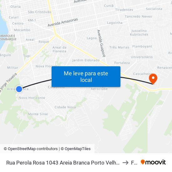 Rua Perola Rosa 1043 Areia Branca Porto Velho - Rondônia 76809 Brasil to Faro map