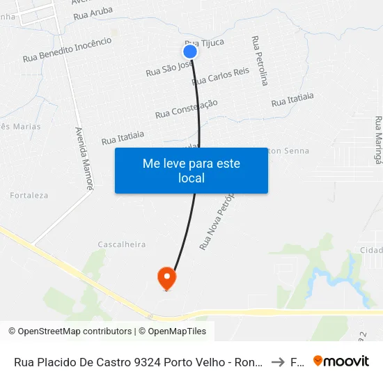 Rua Placido De Castro 9324 Porto Velho - Rondônia 76828 Brasil to Faro map