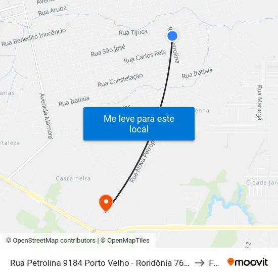 Rua Petrolina 9184 Porto Velho - Rondônia 76816 Brasil to Faro map