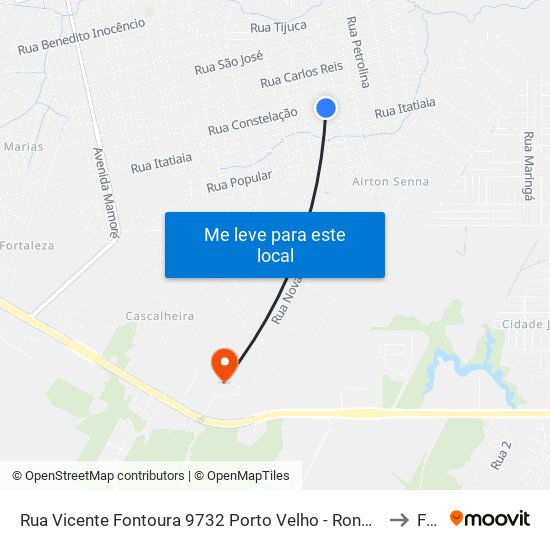 Rua Vicente Fontoura 9732 Porto Velho - Rondônia 76813 Brasil to Faro map