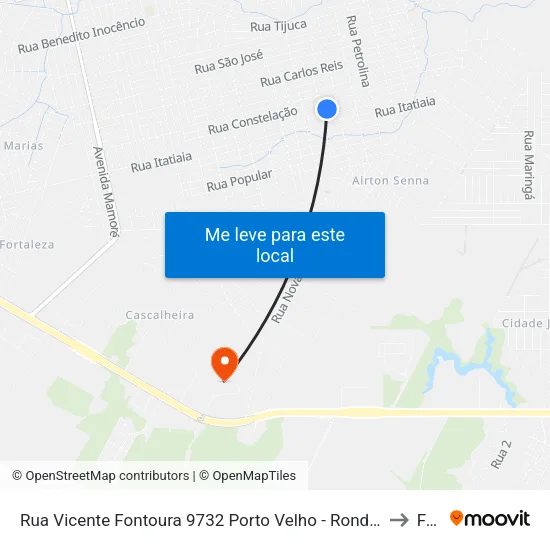 Rua Vicente Fontoura 9732 Porto Velho - Rondônia 76813 Brasil to Faro map