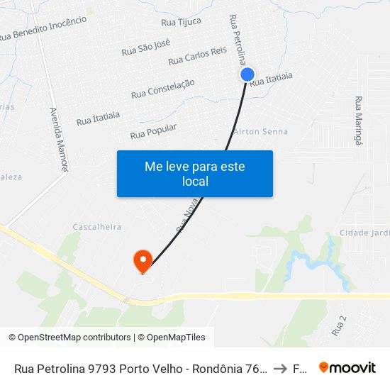 Rua Petrolina 9793 Porto Velho - Rondônia 76816 Brasil to Faro map