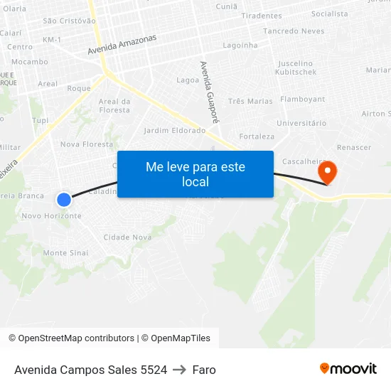 Avenida Campos Sales 5524 to Faro map
