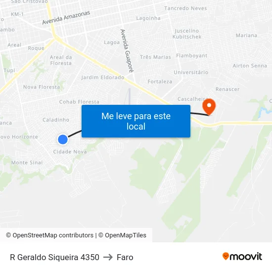 R Geraldo Siqueira 4350 to Faro map