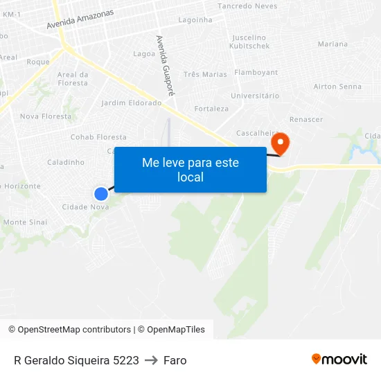 R Geraldo Siqueira 5223 to Faro map