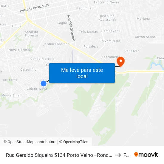 Rua Geraldo Siqueira 5134 Porto Velho - Rondônia Brasil to Faro map
