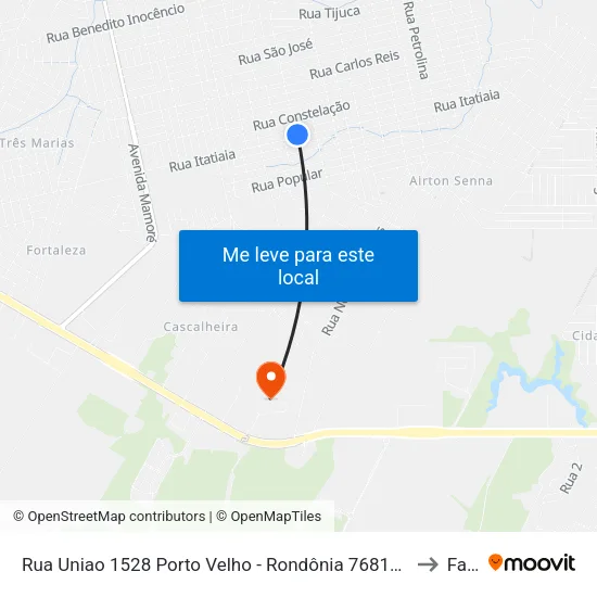 Rua Uniao 1528 Porto Velho - Rondônia 76813 Brasil to Faro map