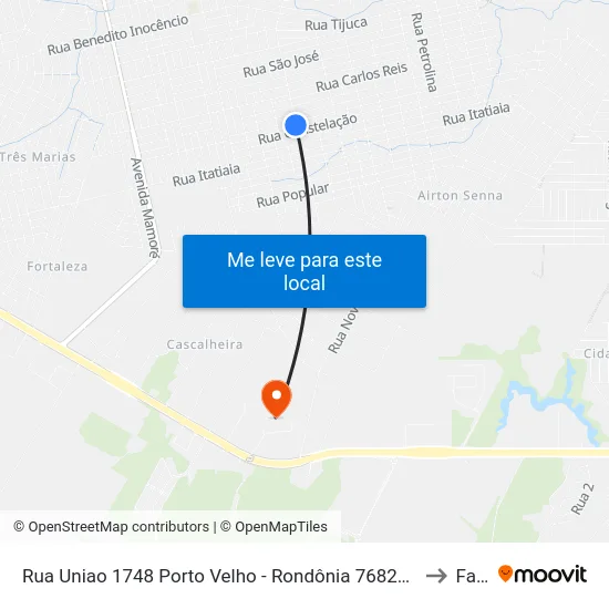 Rua Uniao 1748 Porto Velho - Rondônia 76828 Brasil to Faro map